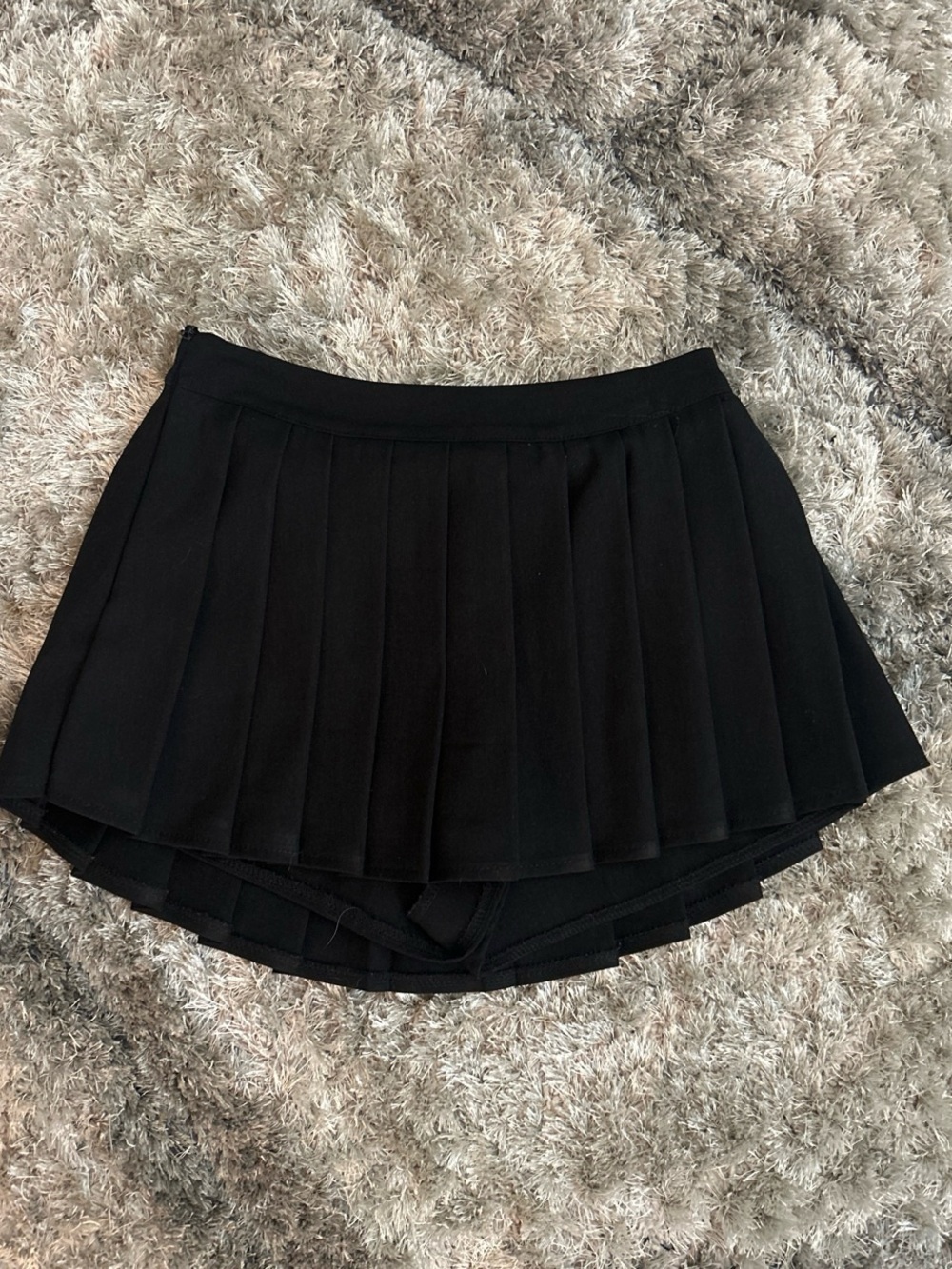 Black Pleated Skort with Built-In Shorts